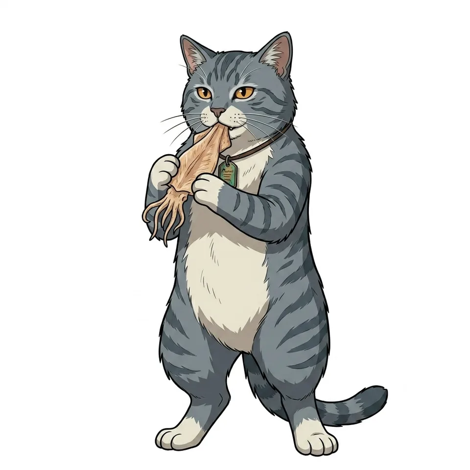 通常のシマギ。落ち着いた風格のある猫キャラクター